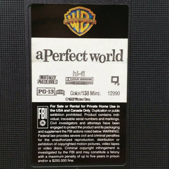 A Perfect World (VHS, 1994) 4940E1M - Picture 10 of 10